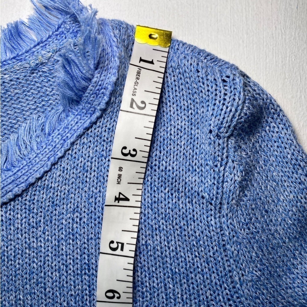 J. McGlaughlin Blue Loose Knit Long Sleeve Top with Tassels - Picture 11 of 12